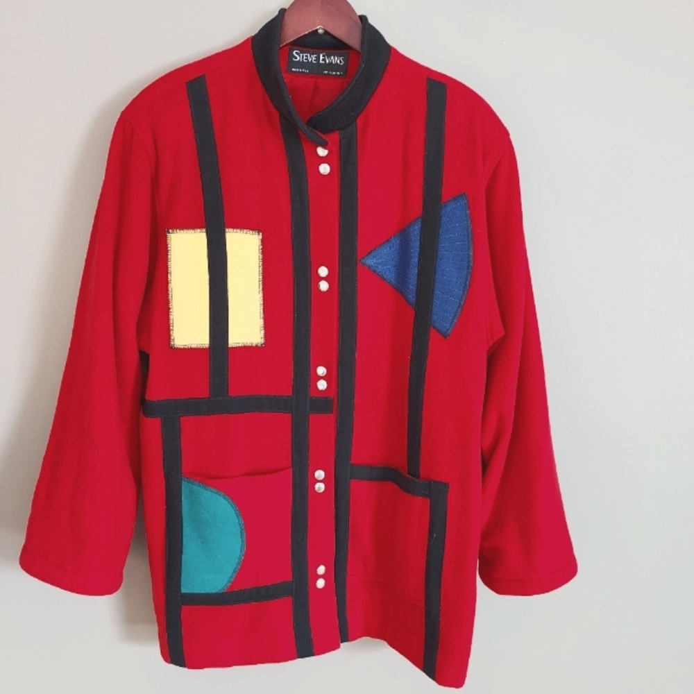 Vintage Steve Evans 80's Colorblock Coat Size XL